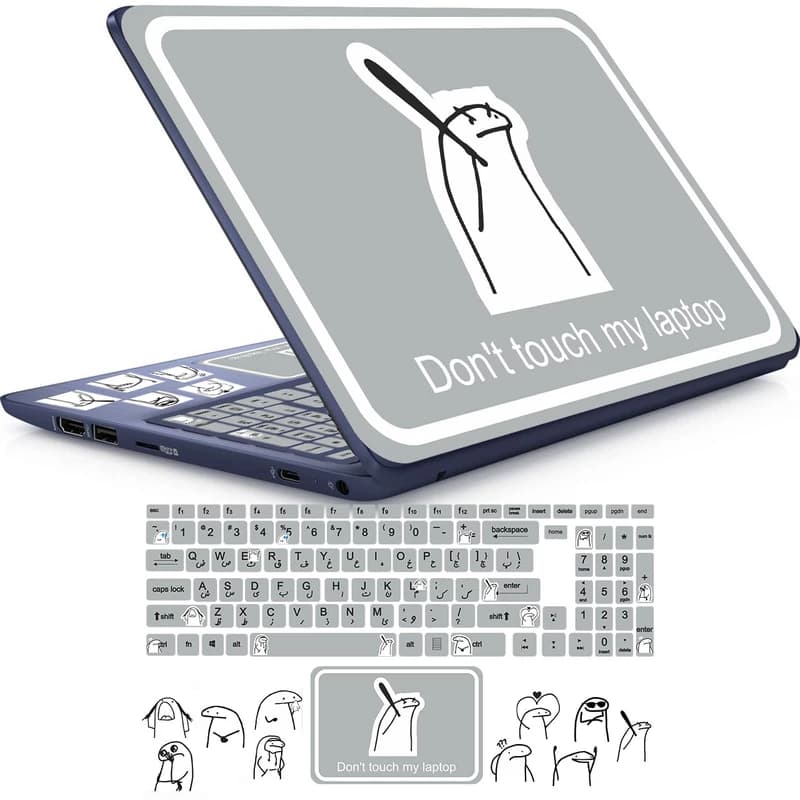 استیکر لپ تاپ راتیانا مدل فلورک 06 مناسب برای لپ تاپ 15 تا 17 اینچ به همراه برچسب حروف فارسی کیبورد
